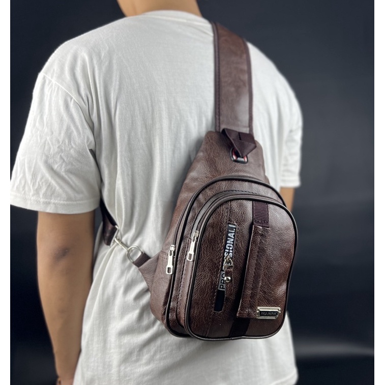 TAS SALEMPANG PRIA TAS SLING BAG TAS KULIT  PU Lether WATERFROOF ORIGINAL POLO AMSTAR