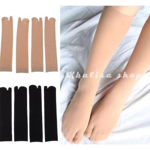 kaos kaus kaki stoking dua jari wanita dewasa / kaos kaki jempol muslimah warna cream dan hitam polo