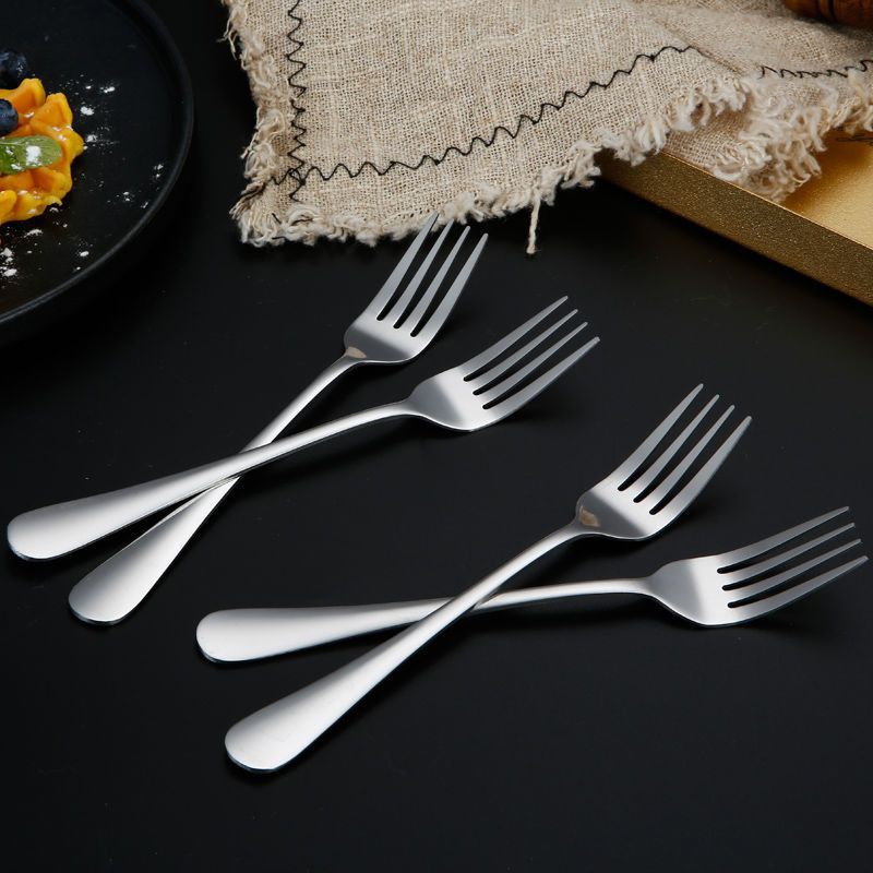 Sendok Bulat dan Garpu Makan Isi 6 Pcs Bahan Stainless Steel ACC