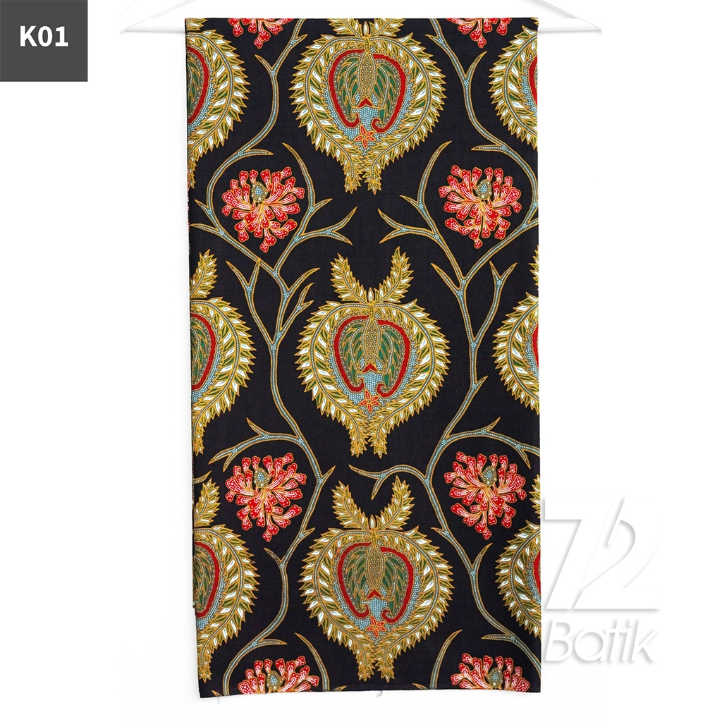 KAIN BATIK PREMIUM Bahan Katun Motif Kembang Duri Hitam 722747 Cap 72 Jarik Jarit Samping Kebat Panjang Batik Katun Modern Premium Bahan Seragam Batik Pernikahan Kantor Keluarga Murah Kamen Jadi Batik Bali Lembaran