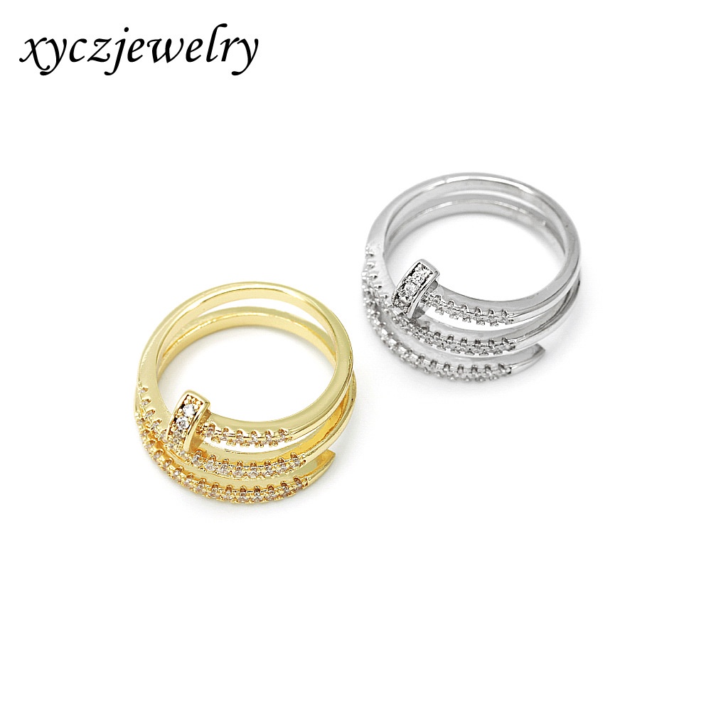 S925 Ladies Zircon Ring Cincin Pecinta Perhiasan Lapis Emas Aksesoris Fashion