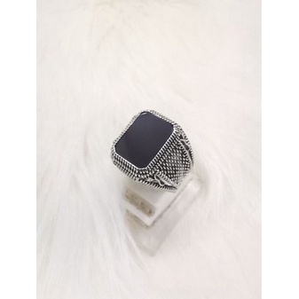 Cincin Pria Black Onyx Titanium Keren Elegan