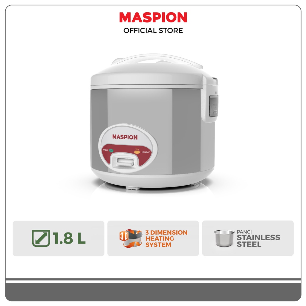 Maspion Rice Cooker Magic Com Stainless Steel 1.8 Liter MRJ-1808 SS