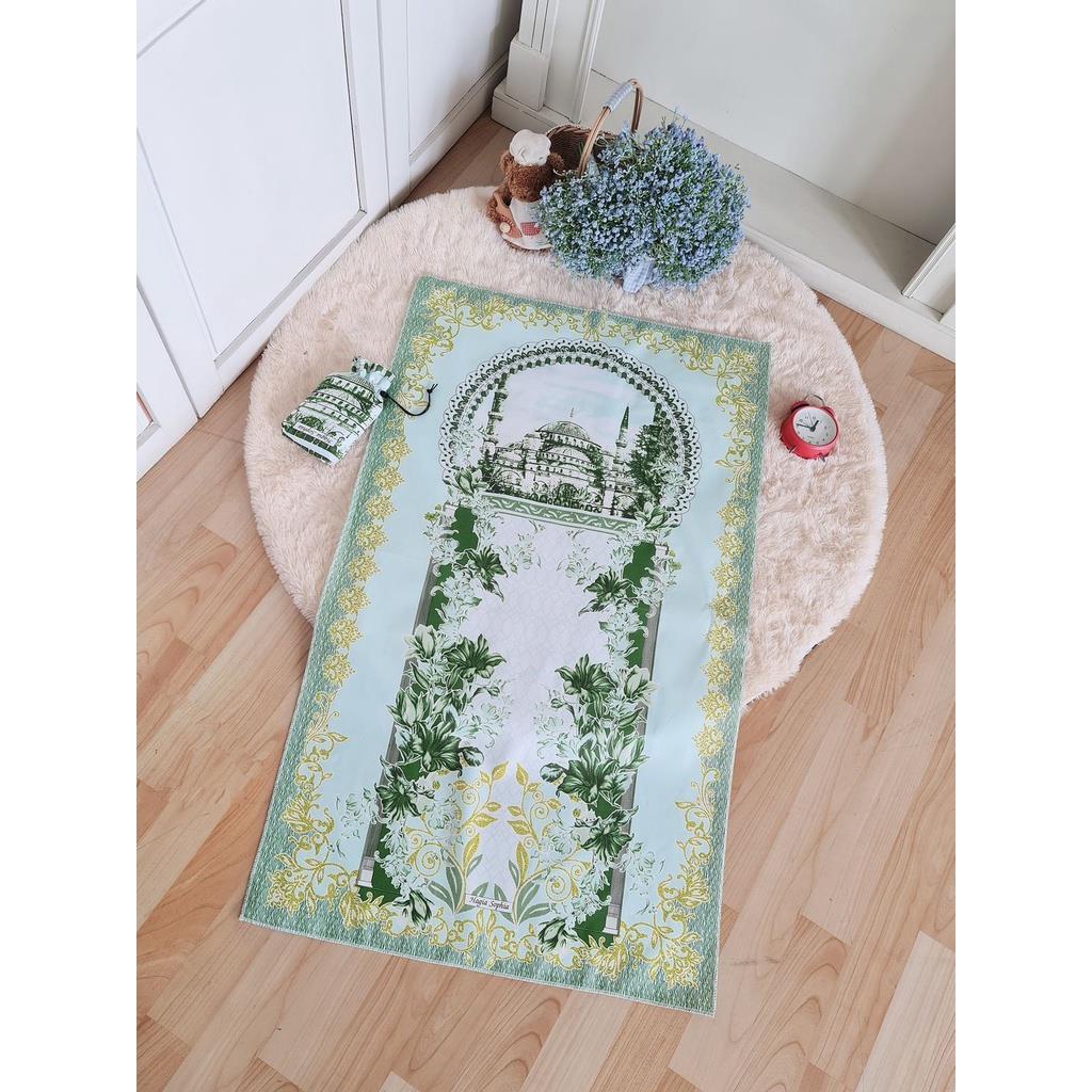 OTS 177 - Sajadah Travel jumbo  105 cm x 60 cm cocok untuk Traveling Bahan Silky (Polyester) Motif.