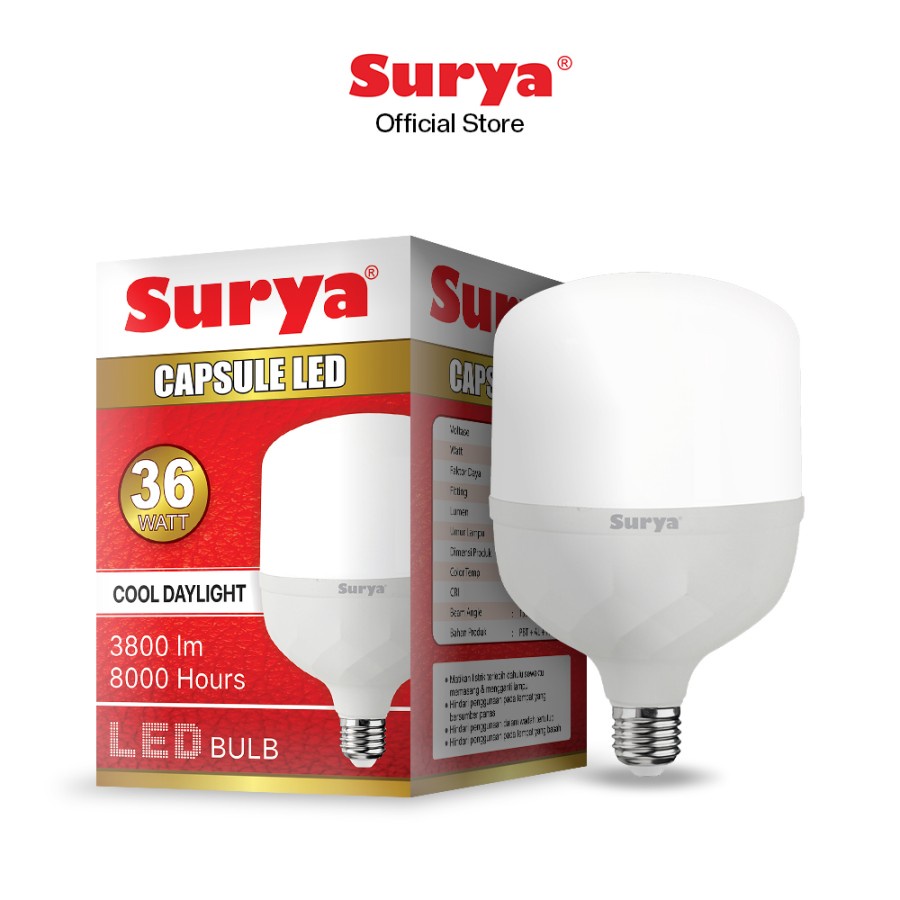 Lampu LED Surya Capsule New 28/36/42/50 Watt Putih Cool Daylight Original