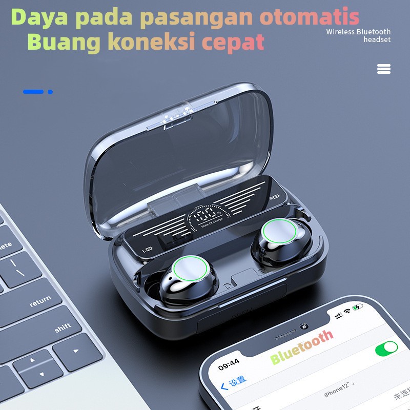 (COD)BQ10 Bluetooth Headset Twin Baru Bateri Tinggi 5.3 Di telinga Description android/iphone