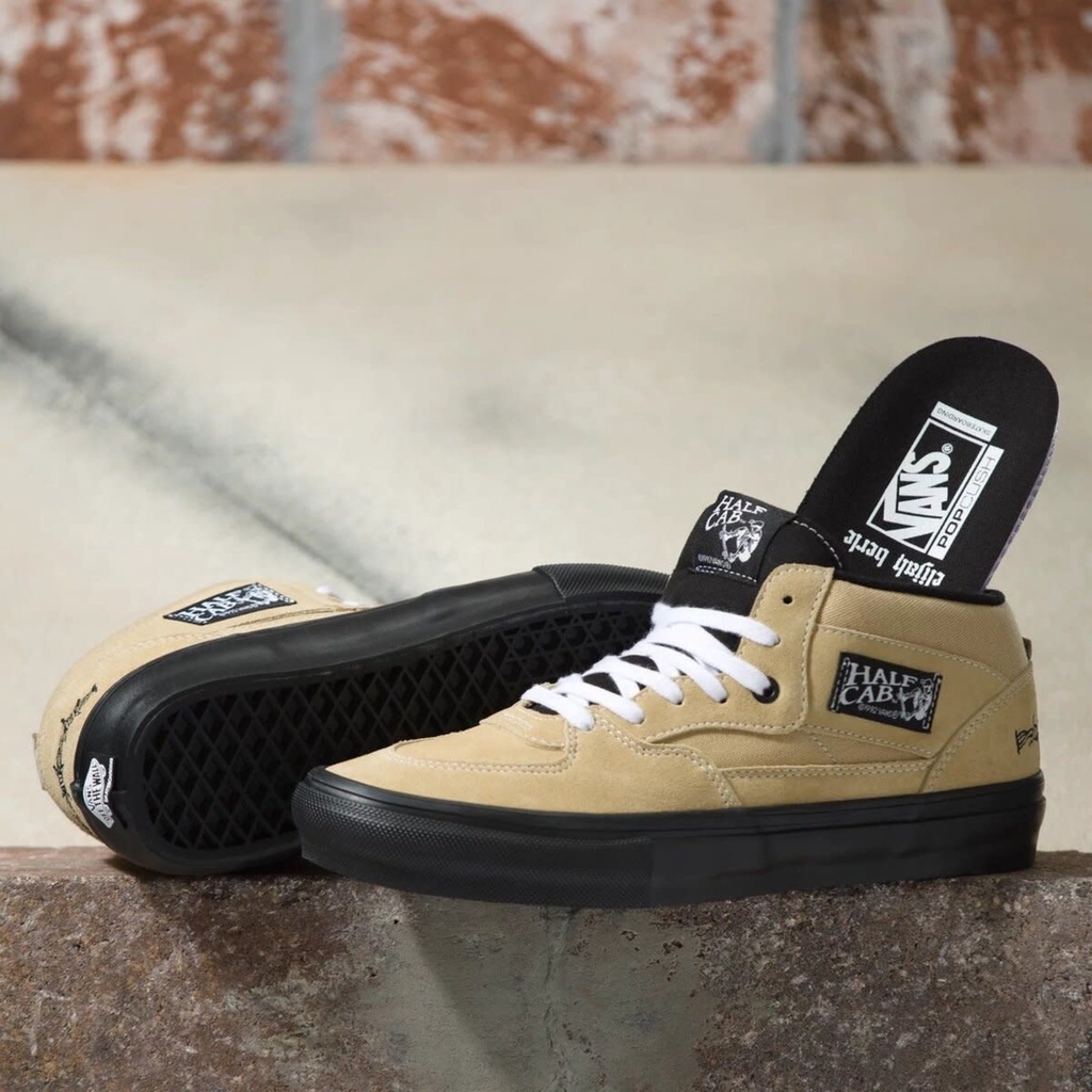 VANS HALFCAB SKATE PRO X ELIJAH BERLE &quot;KHAKI/BLACK&quot; ORIGINAL 100%