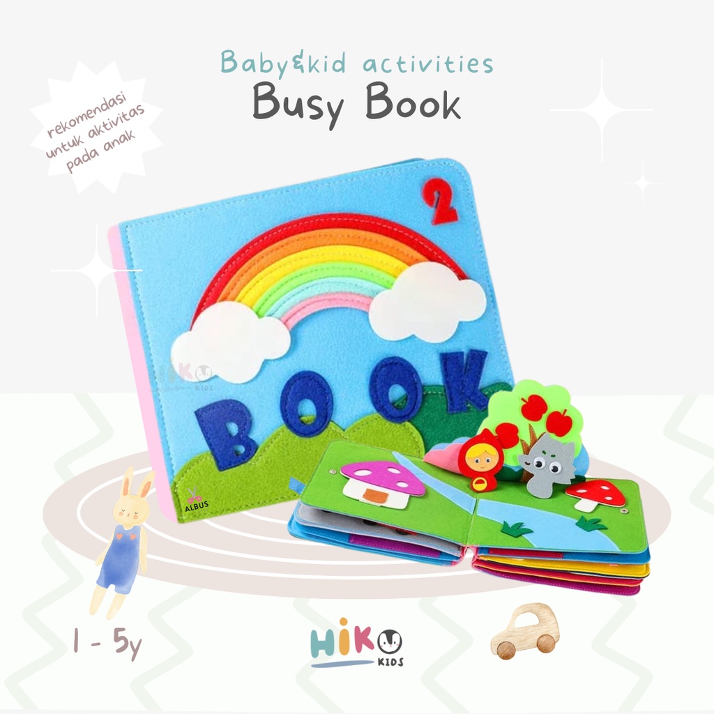 Busy Book / Quiet Book Flanel Kaku Premium (17 Aktivitas) Sensory Book / Activity Book / Baby Book