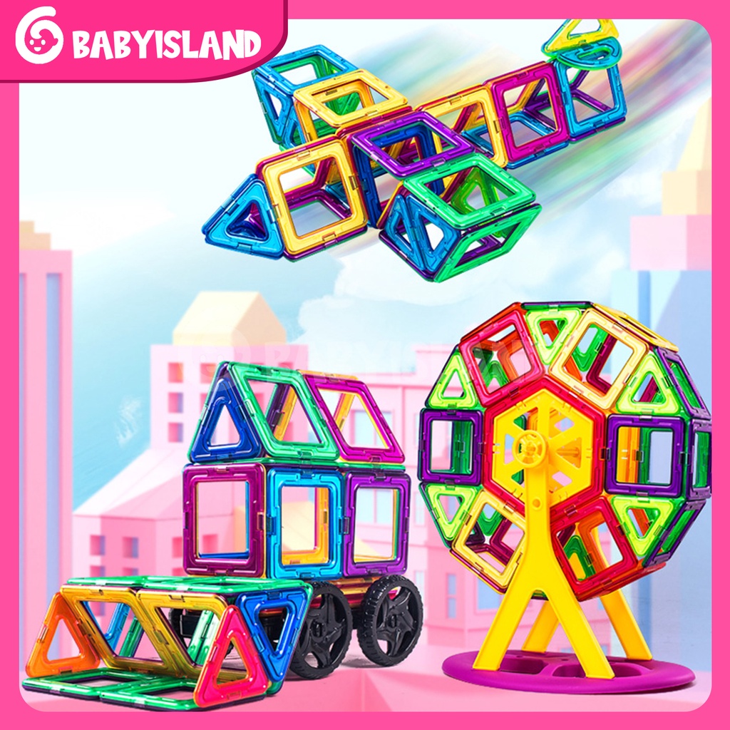 Mainan Magnetic Block Magnetic Tiles Mainan Keping Magnet Susun DIY Anak Mainan Magnet Anak Edukasi