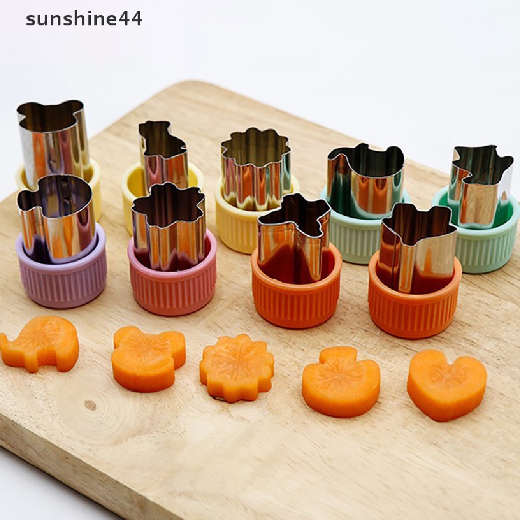 Sunshine DIY Pemotong Buah Makanan Mini Pemotong sandwich Bahan Stainless Steel Dengan Penutup Untuk Anak.