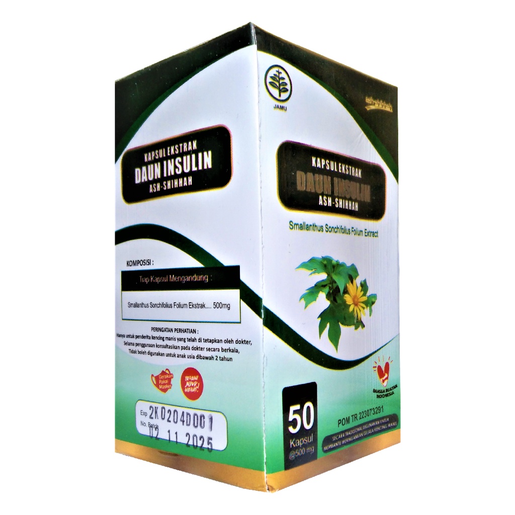 Kapsul Ekstrak Daun INsulin Ash-Shihhah 50 Kapsul BPOM Untuk Meringankan Kencing Manis