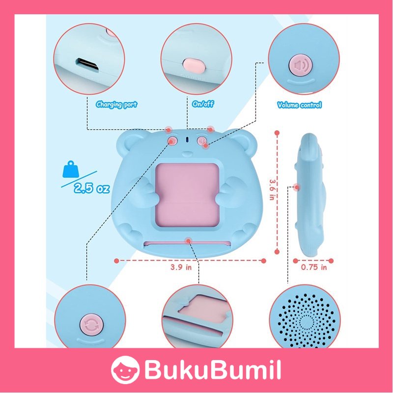LUGO Baby Toys - Pendidikan Awal Portabel Pengucapan Mesin Kartu Pembelajaran Lisan Mainan Edukasi A