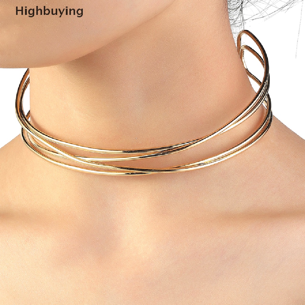 Hbid Kalung Choker Torsi Gaya Punk Sederhana Untuk Wanita Double Metal Line Chokers Dorado Kerah Perhiasan Hadiah Glory