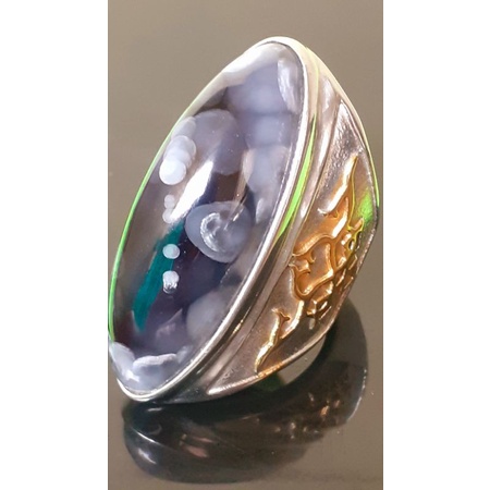 natural [GRAPE AGATE/BROKOLI SUJI TOP KRISTAL] suji kristal langka emban cincin pria ring tittanium 