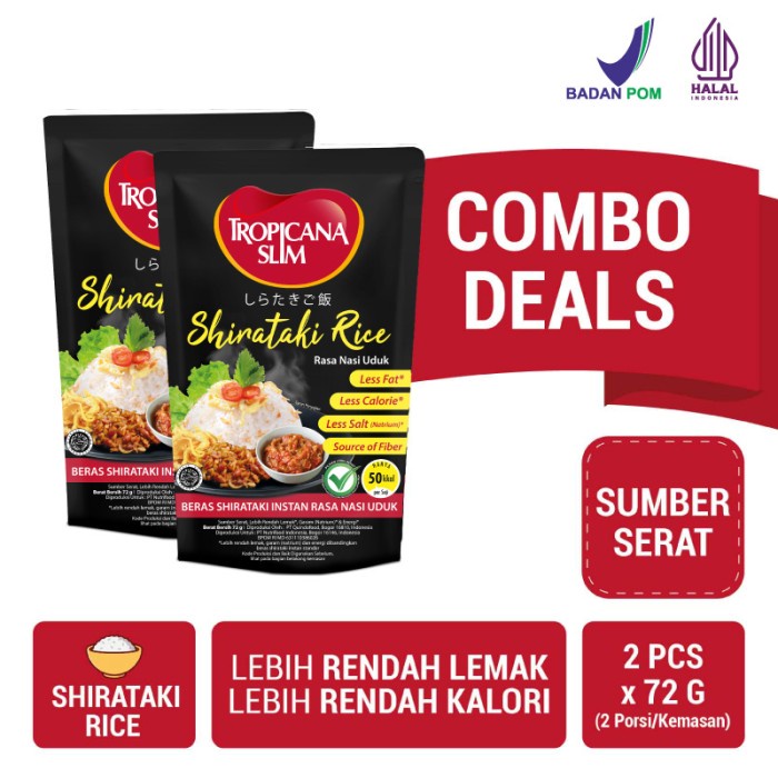 

Twin Pack Tropicana Slim Shirataki Rice 72gr - Nasi Uduk