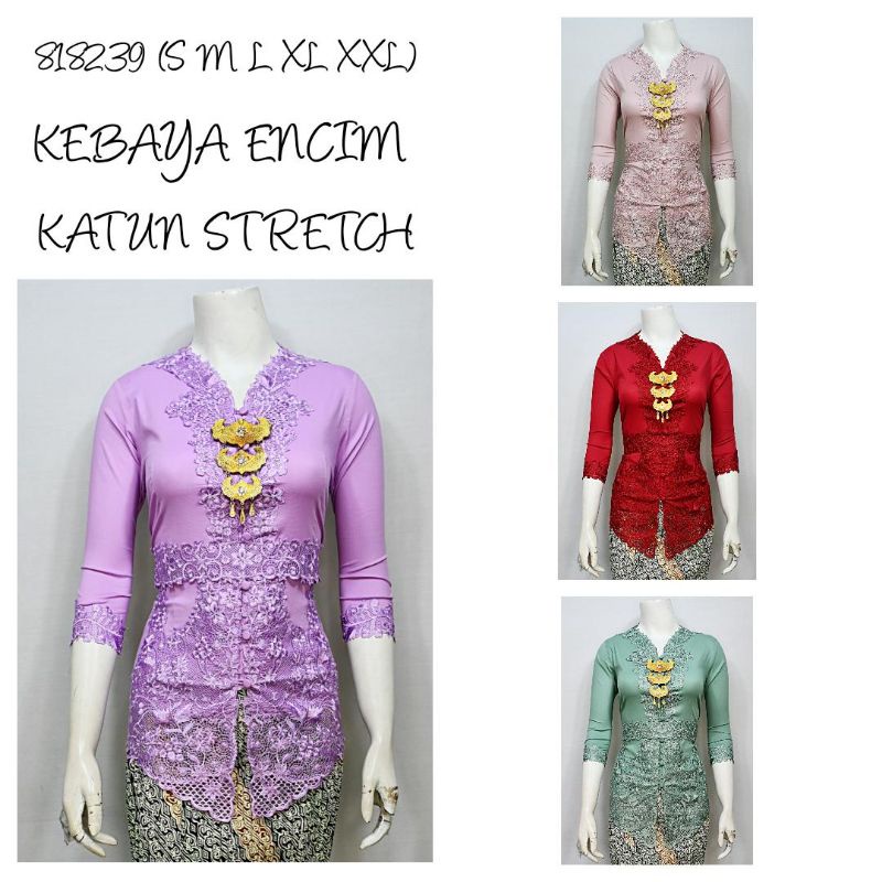 Jual Indah KEBAYA ENCIM LENGAN 7/8 BORDIR SENADA KATUN STRETCH KATUN