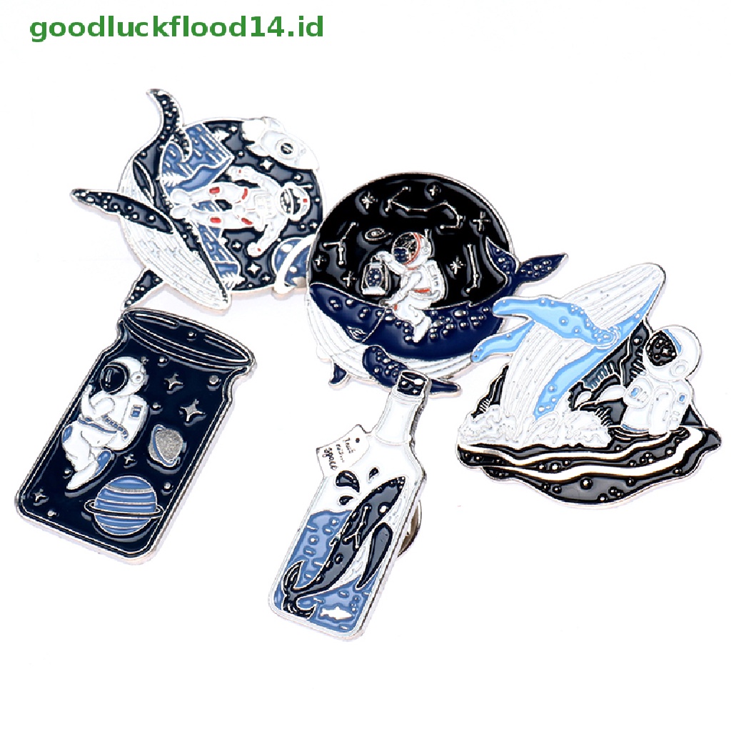 [GOOGFOUR] 1pc Pin Enamel Astronot Dan Paus Adventure Ocean Botol Bros Tas Kerah Pin [TOP]