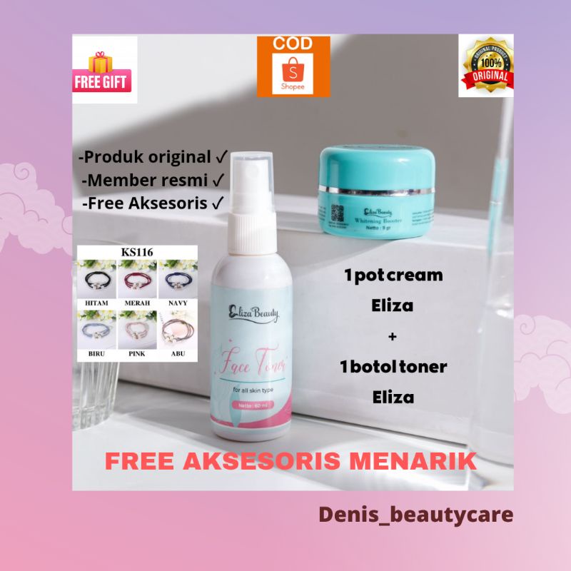 PAKET ELIZA BEAUTY CREAM + TONER ELIZA ORIGINAL 100/% MEMBER RESMI  KEMASAN BARU EBY CREAM ELIZA TON