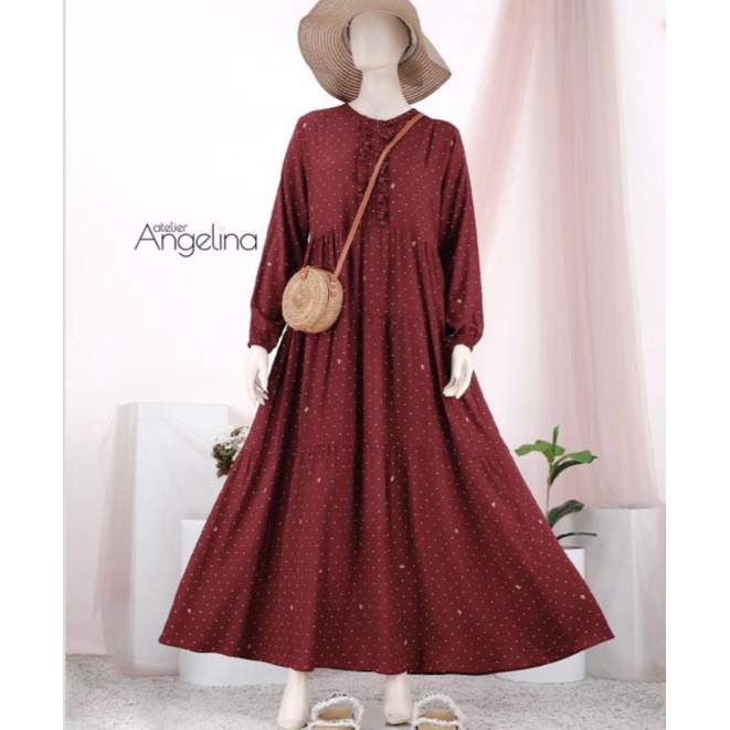 Preloved Bella dress Polkadot Maroon atelier Angelina