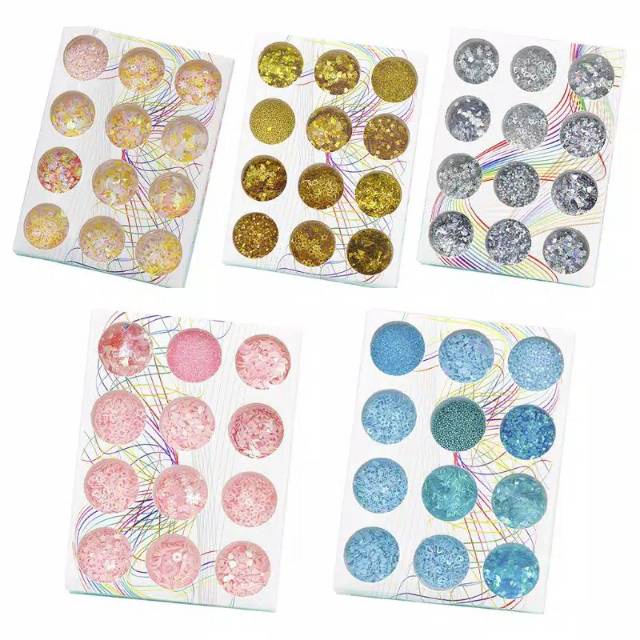 Glitter gliter sequin untuk nail art 1 box isi 12 pcs