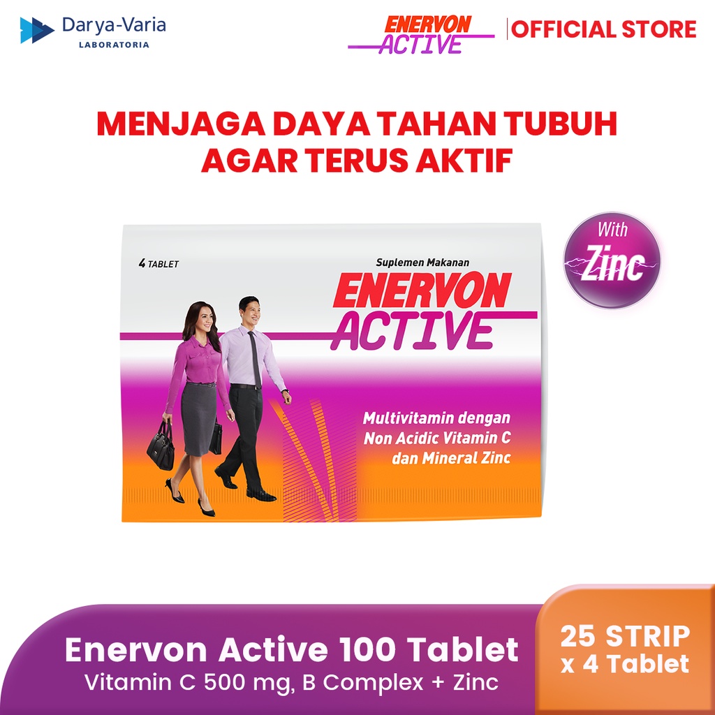 Enervon Active Vitamin C dan B Complex Isi 100 Tablet (25 Strips x 4 Tablet)