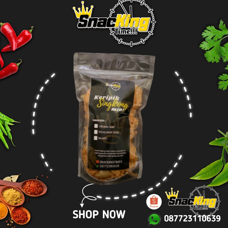 

Snackingtime!!!/keripik singkon balado/200gram/banyak pilihan rasa