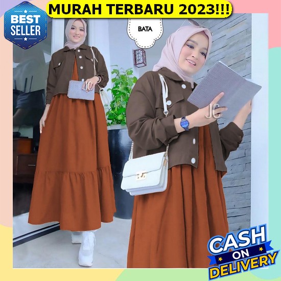 [ Rizkia Dress ] 1 Gamis Bisa 10 Gaya Korean Style Brokat Jumbo Tile Baju Gamis Pesta Mewah Elegan K