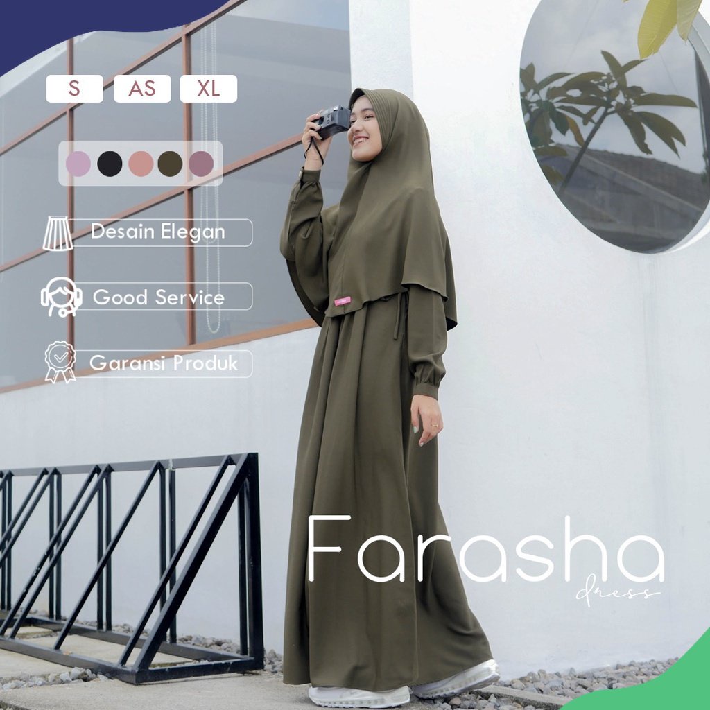 Farasha Dress / Dress Premium / Dress Terbaru / Dress Simple / Dress Kondangan / Gamis Wanita Syar'i