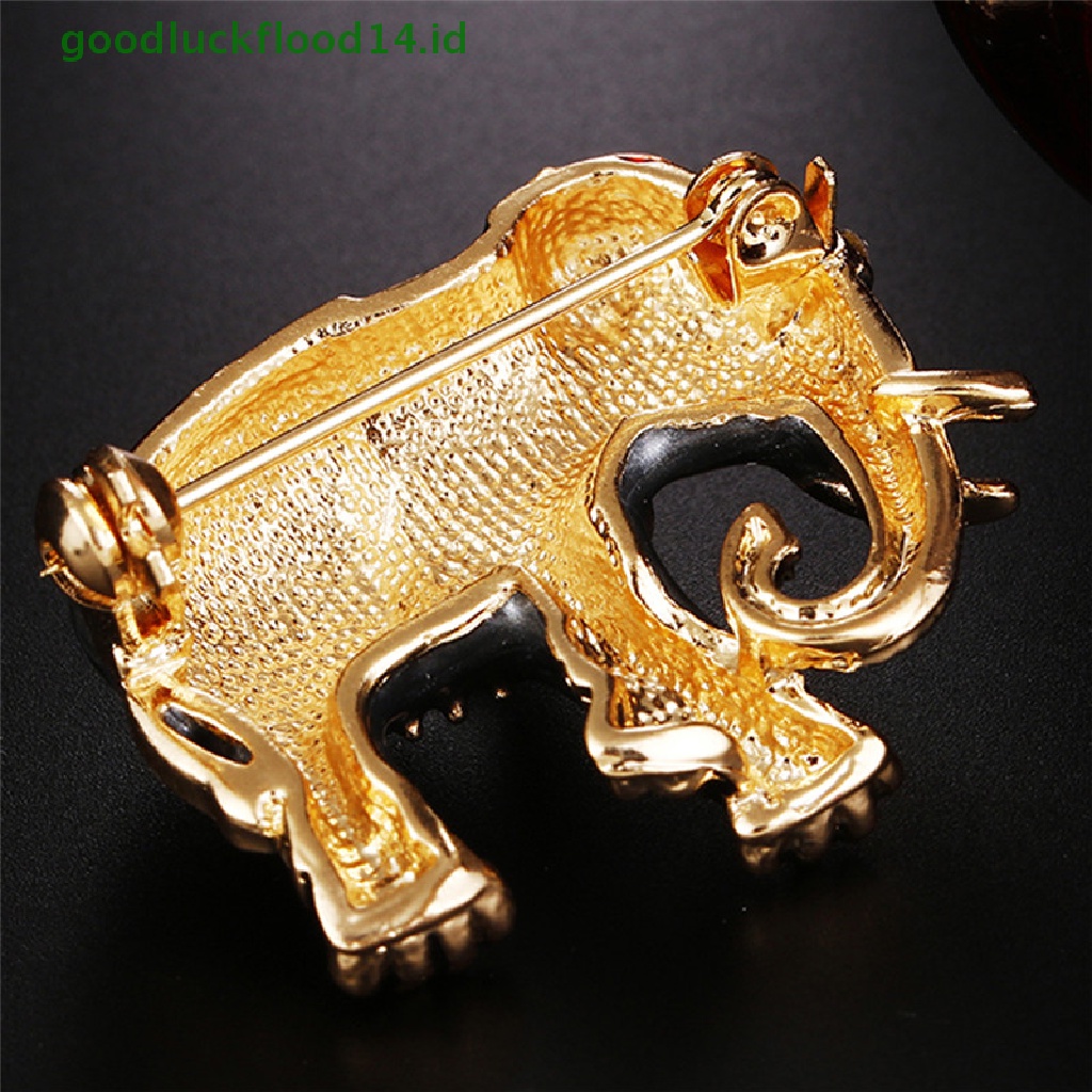 [GOOGFOUR] Hewan Enamel Kristal Gajah Bros Pin Wanita Kostum Buket Pin Perhiasan [TOP]