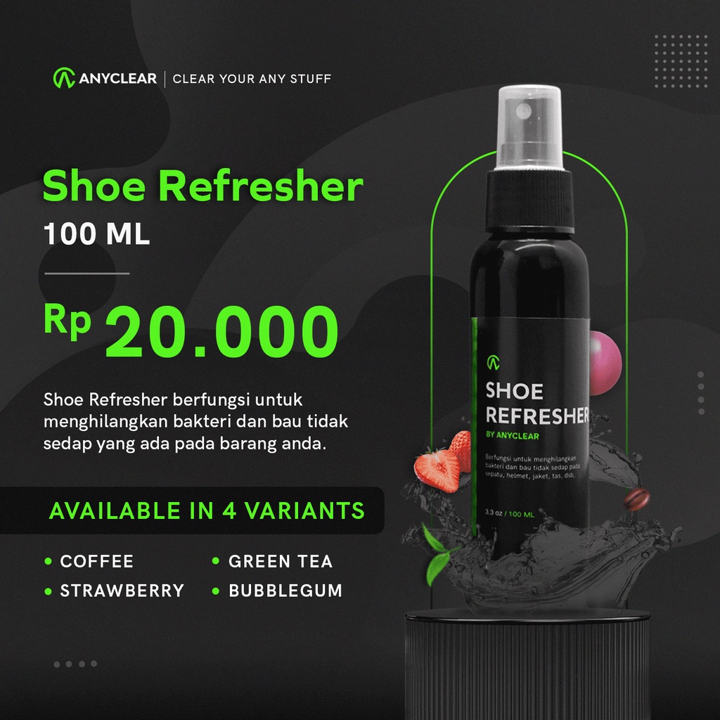 ANYCLEAR Shoes Refresher 100ml | Antibacterial Spray | Parfum Sepatu | Pengharum Sepatu