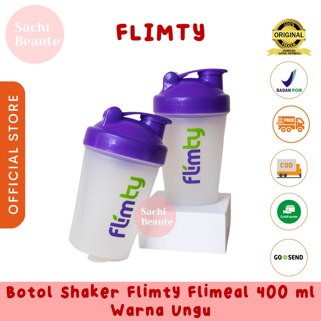Botol Shaker Flimty Flimeal 400 ml Warna Ungu