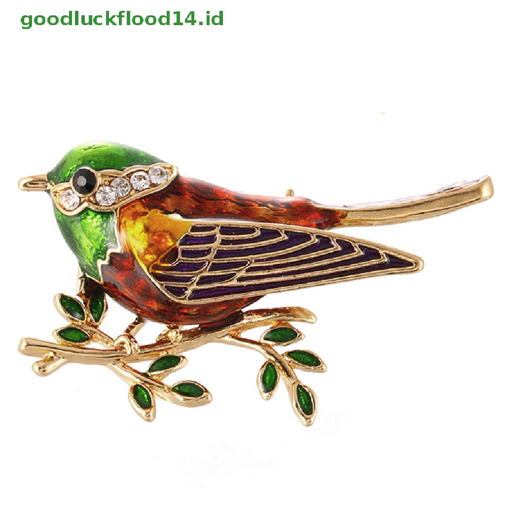 [GOOGFOUR] Enamel Burung Bros Pin Kristal Berlian Imitasi Hewan Bros Pin Pakaian Perhiasan [TOP]