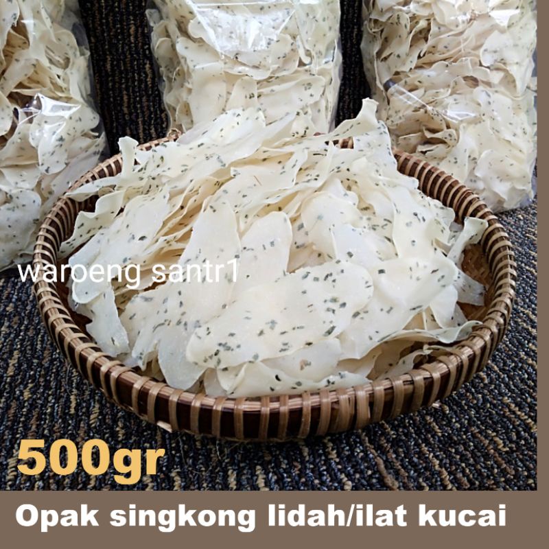 

Keripik opak singkong getuk lidah ilat kucai wonosobo mentah empuk renyah siap goreng 500gram