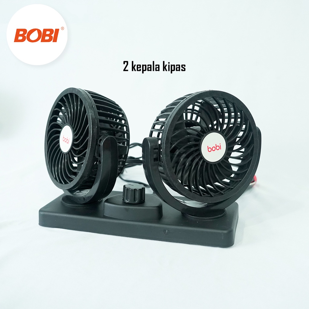 Kipas Angin Mobil Double  12V Merk Bobi / Headed Fan Aksesoris Mobil Interior / Kipas Angin Mobil Termurah