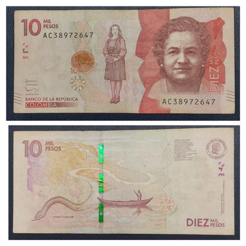 Uang Kuno Negara Colombia 10 Mil Peso tahun 2016 Kondisi Kertas Utuh Renyah Original 100%