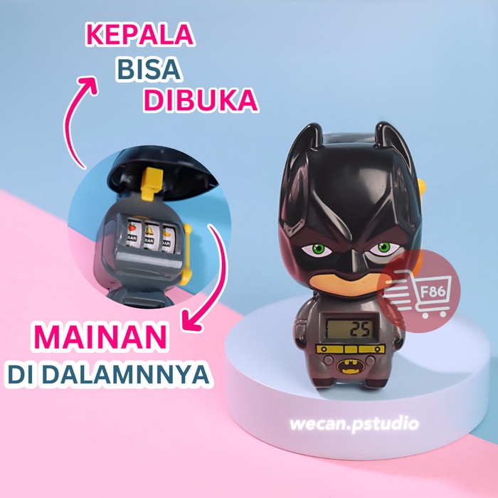 Jam Tangan Anak Pencet + Bonus Mainan Spin Banyak Karakter Cowo BATMEN