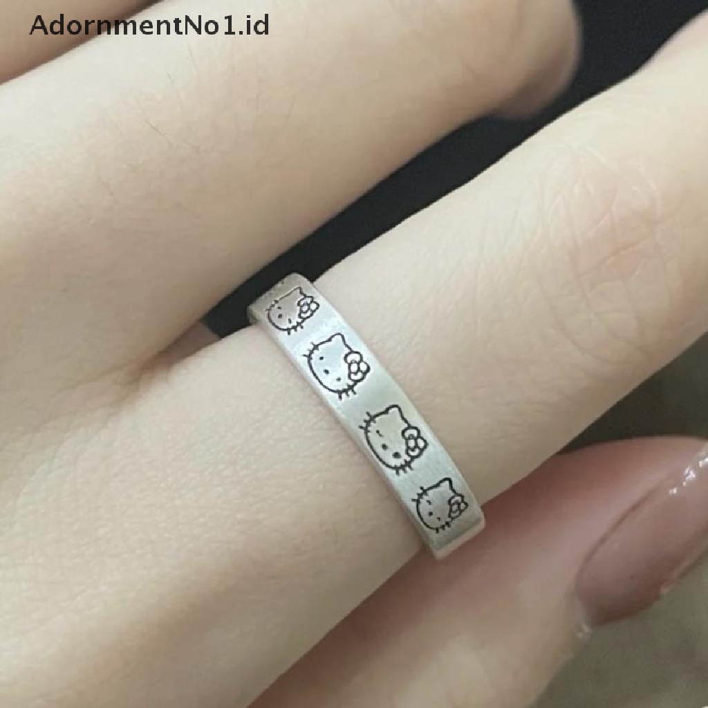 [AdornmentNo1] Hellokittys Kuromi Kawaii Cincin Pasangan Mental Berlapis Tembaga Putih Hadiah Yang Dapat Disesuaikan [ID]