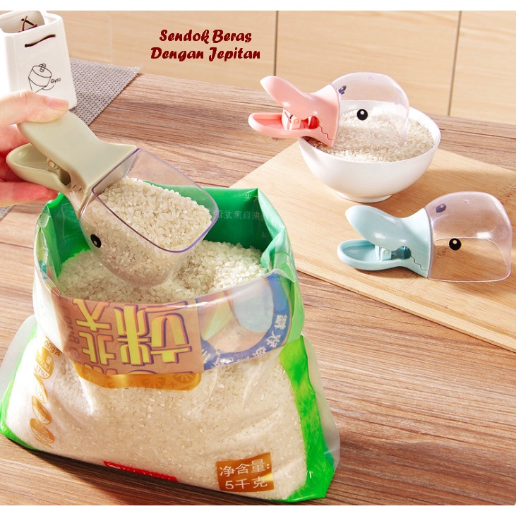 Sendok Beras Takar Dengan Jepitan karung tepung model Animal dapur set