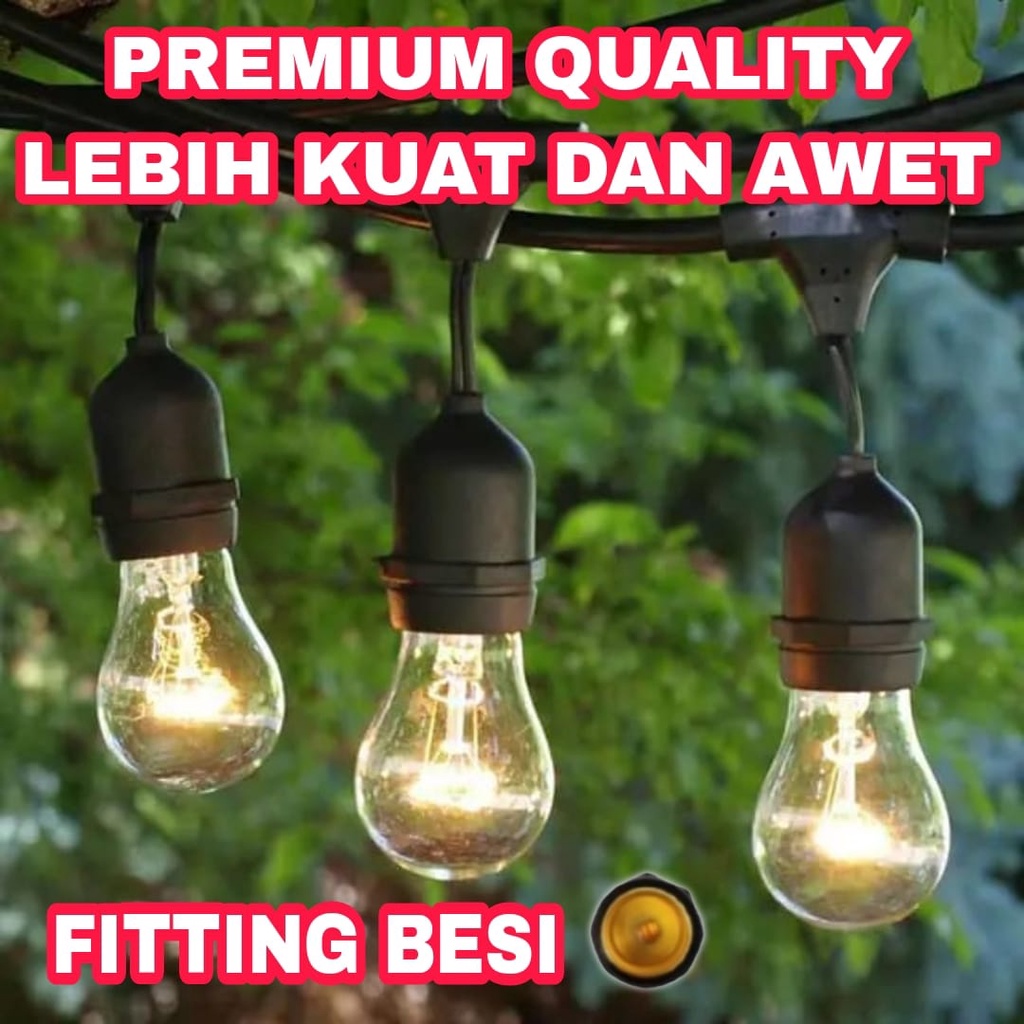 Fiting Lampu gantung outdoor 10m 10 meter fitting lampu gantung filamen cafe taman dekorasi outdoor