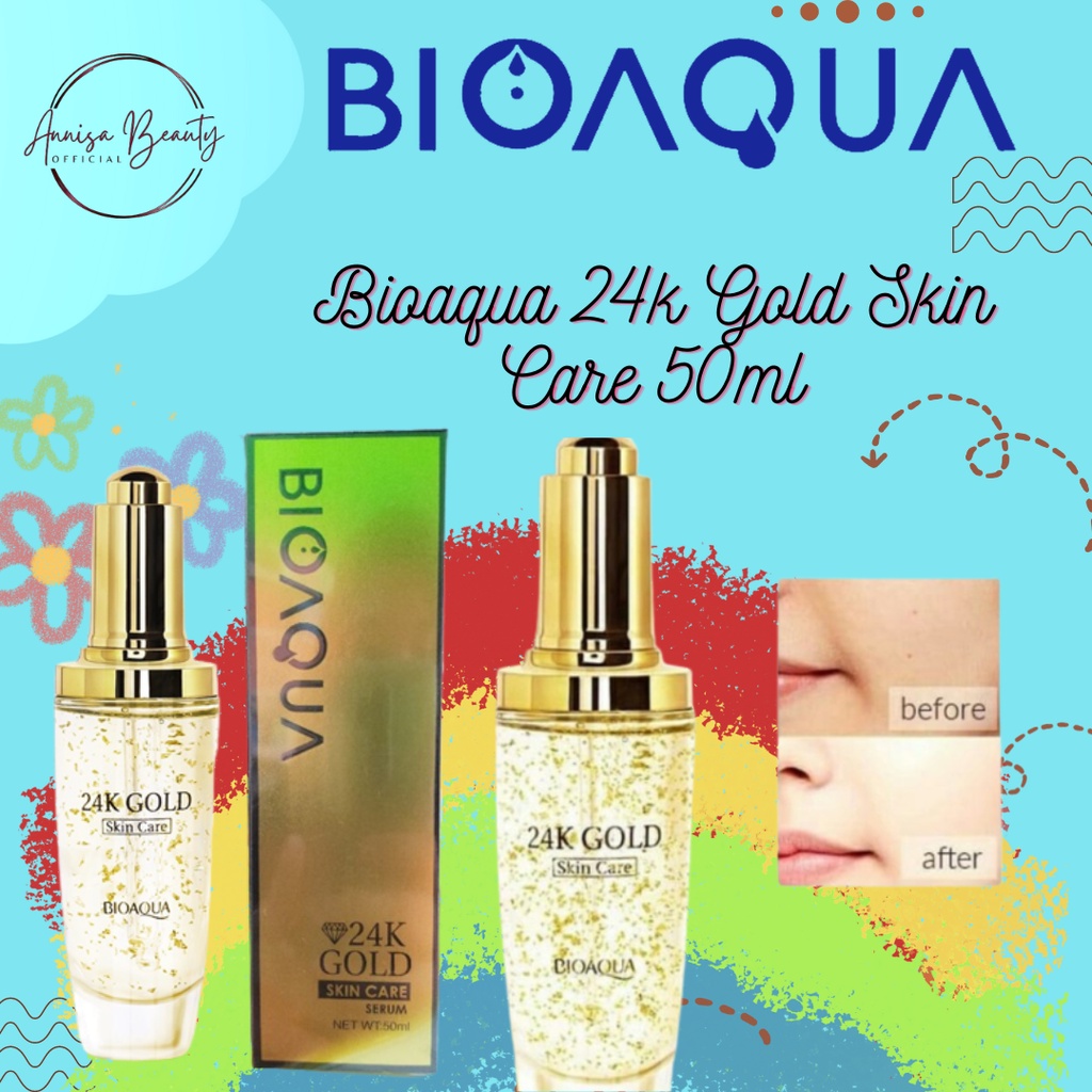 [BPOM][100% ORIGINAL]Bioaqua 24k Gold Skin Care 50ml Q21A0137/Whitening Brightening Glowing /Anti-Aging/ Antioxidant Serum Wajah 50ml ALAL