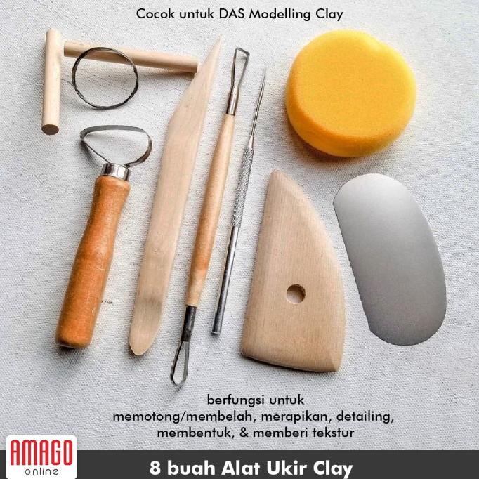 

8 pcs Pottery Clay Tool Set - Alat Ukir kayu Tembikar Tanah Liat