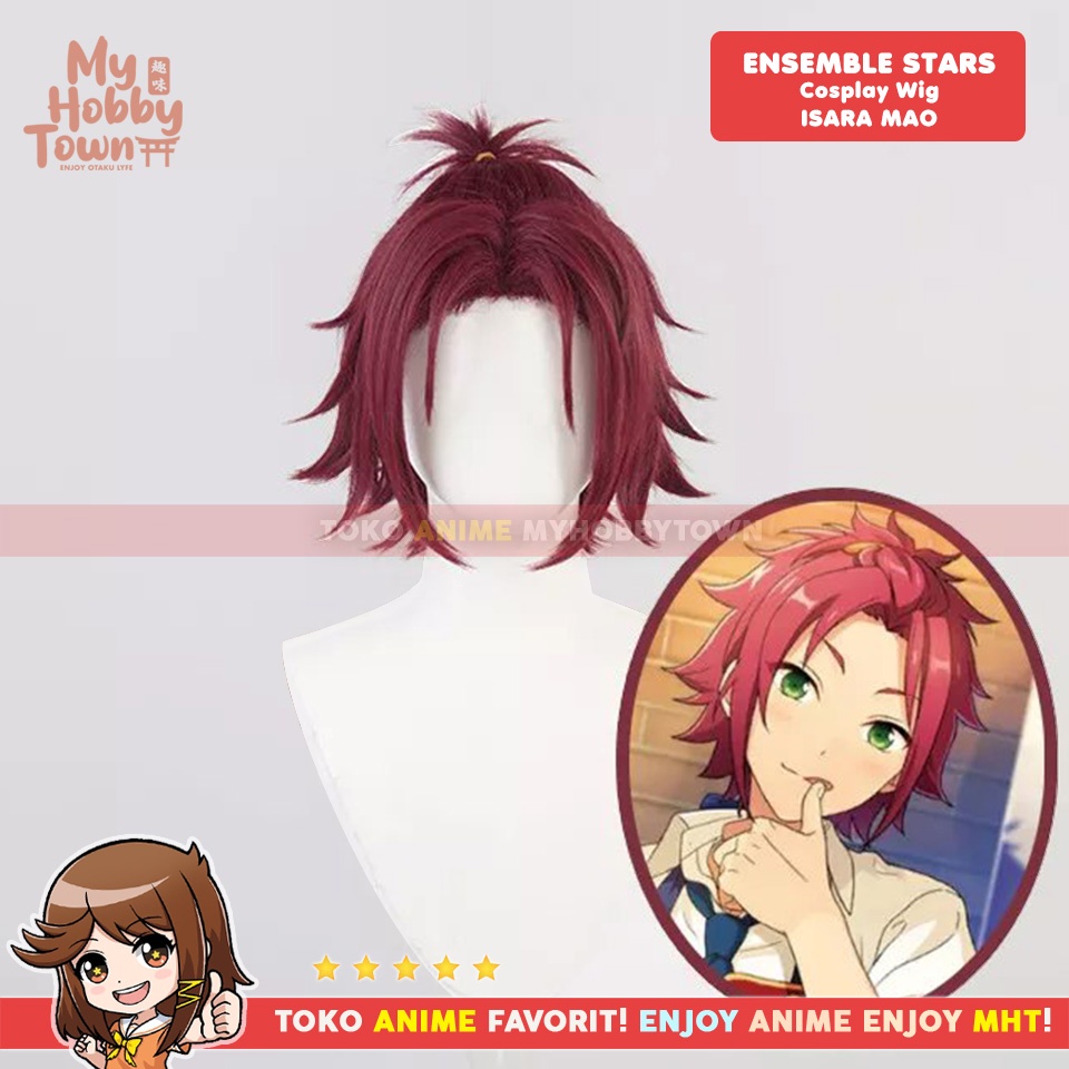 Wig Cosplay Anime Ensemble Stars : Isara Mao Maroon Red Marun