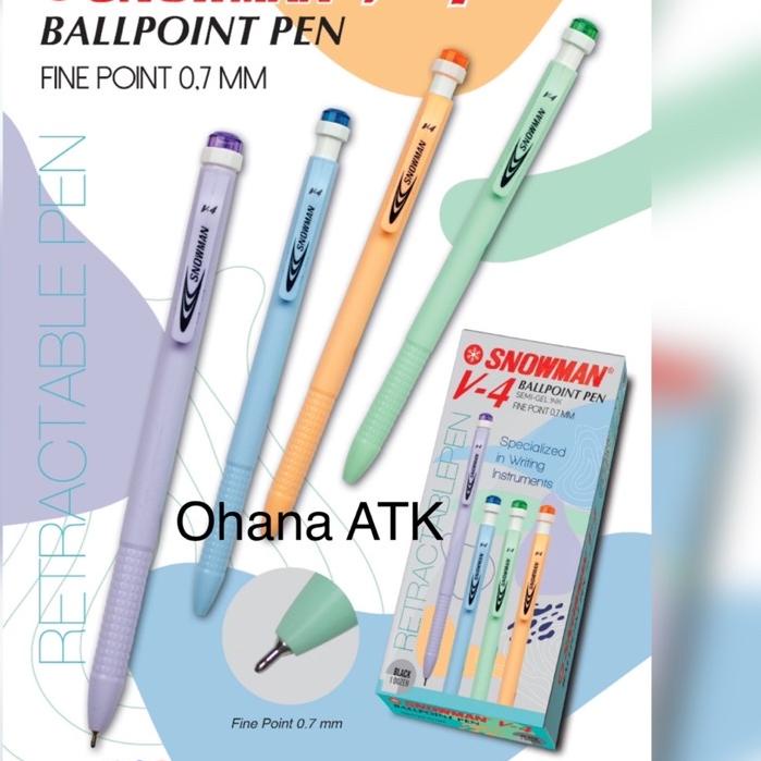 

Terlaris (1 pack) Pulpen Snowman V-4 Hitam 0.6mm Pastel Colour !!