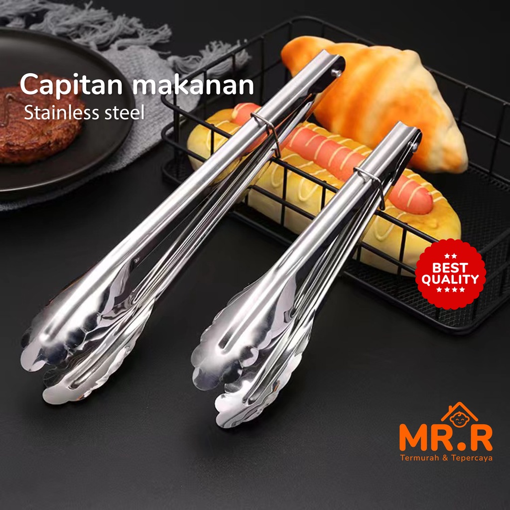 Jepitan Makanan Tahan Panas Japitan Gorengan Stainless Steel Pencapit Makanan BBQ Kue