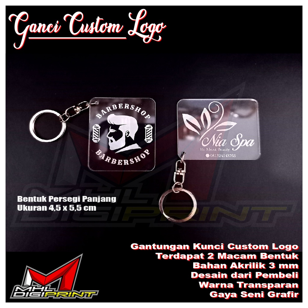 GANTUNGAN KUNCI AKRILIK CUSTOM LOGO PRIBADI - SEHARI JADI TANPA MINIMAL ORDER - GANTUNGAN KUNCI CUSTOM