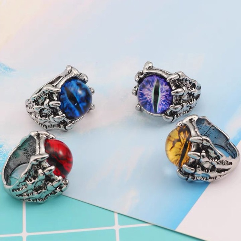 【Bayar di tempat】Cincin Desain Mata Iblis 4 Warna Gaya Punk Untuk Pria Dan Wanita