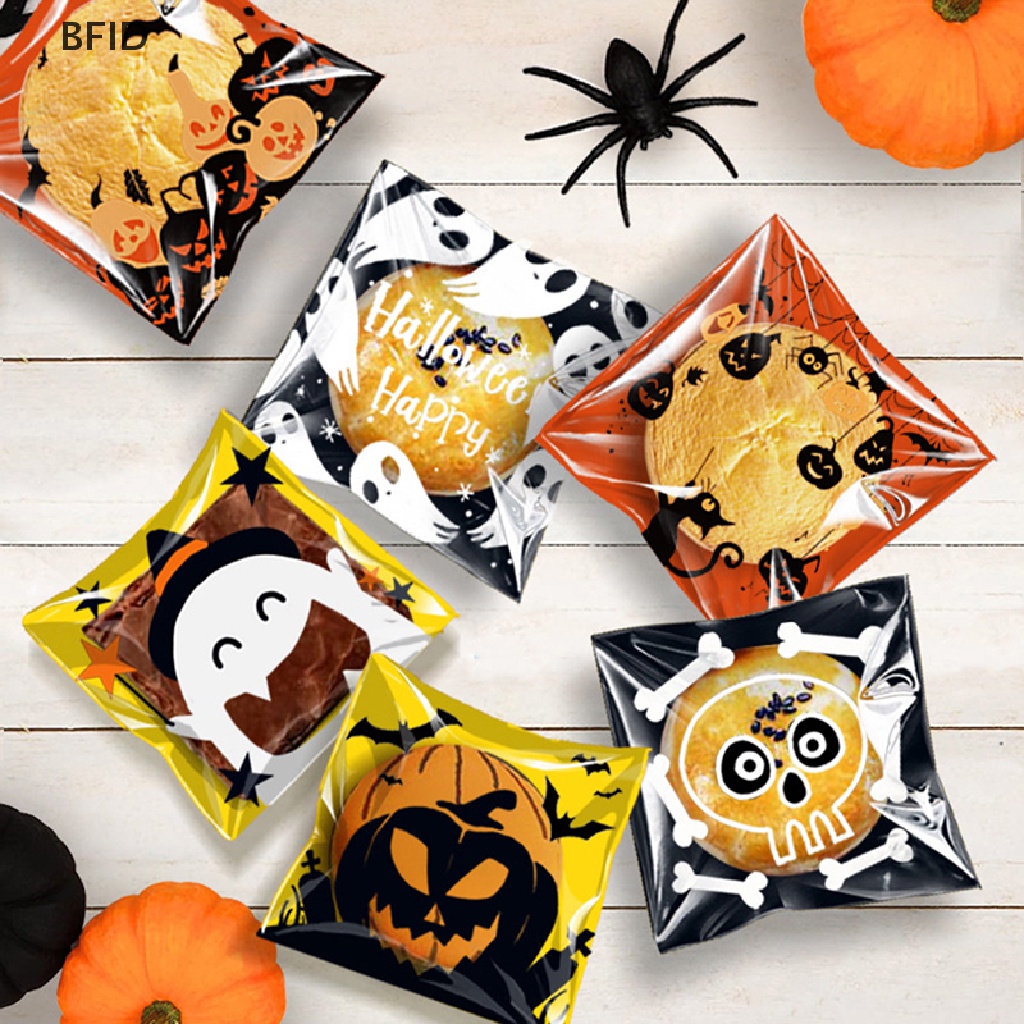 [BFID] 100pcs Halloween Candy Bag Gift Cookie Bags Biskuit Snack Kemasan Plastik [ID]