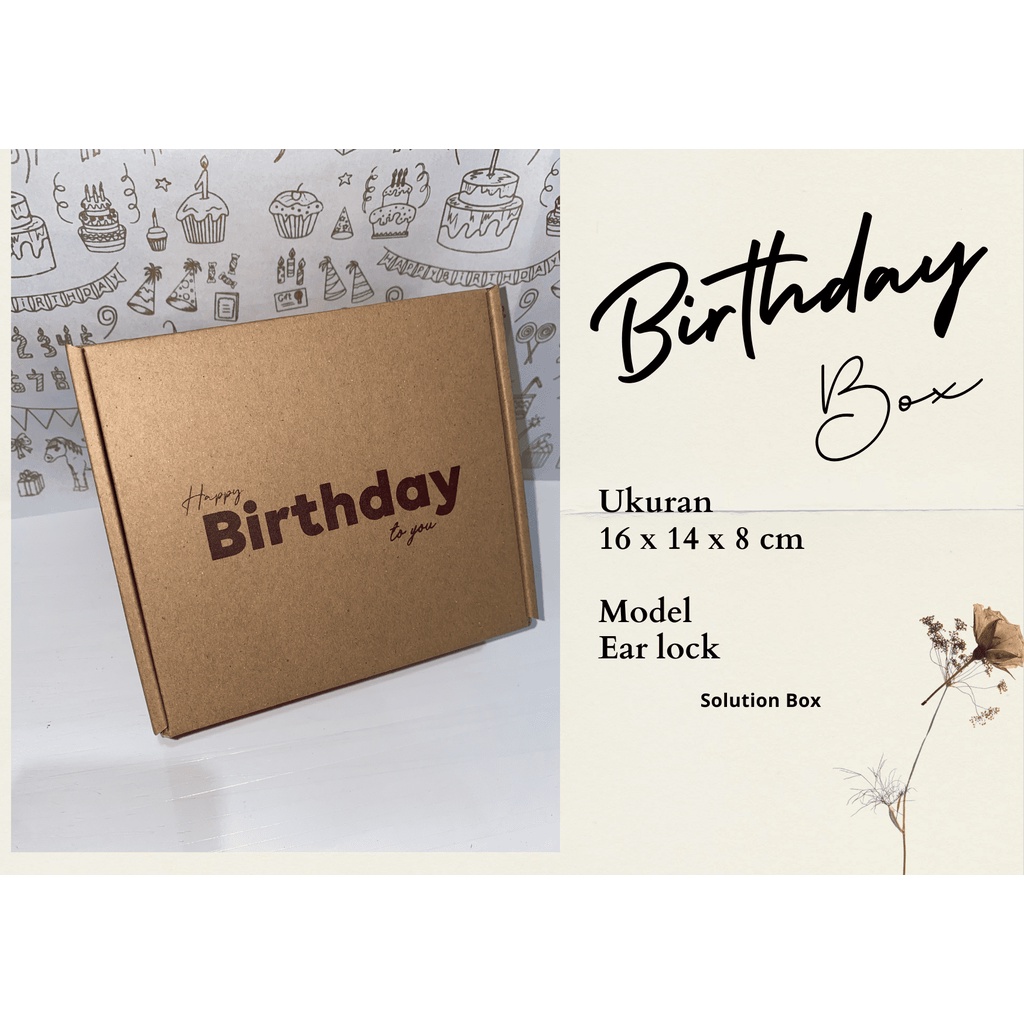 

Birthday kado Box, Kotak kado corrugate untuk size 16 x 14 x 8 cm ( P x L x T )