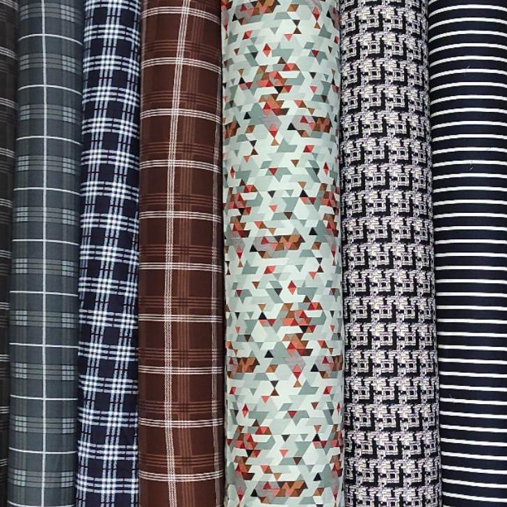 Realpct Kain syakila shakila sakila twill strech motif kotak salur polka (0.5m)