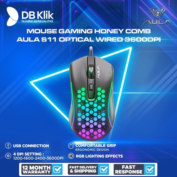 Mouse Gaming Honey Comb AULA S11 Optical Wired 3600DPI - AULA S 11